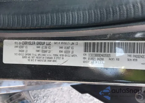 2013 Chrysler 200 Touring z USA, uszkodzony, nr VIN 1C3CCBBB9DN635925